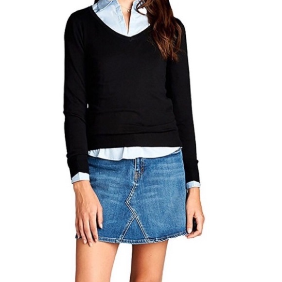 Active USA Black Classic Tailored V- Neck Sweater - Picture 5 of 7